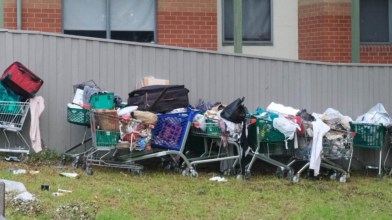 Rubbish dumped in trolleys on Baxter Rd in North Geelong. Picture: Mark Wilson