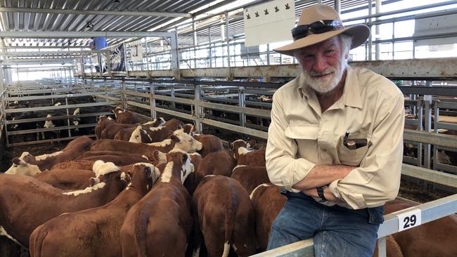 David Trethowan from Cookardinia sold Hereford steer weaners to $1900 and to 508c/kg at Wodonga. Picture: Fiona Myers