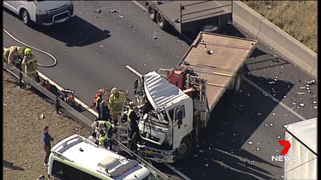 Eight vehicles were involved in the crash. Picture: Seven News