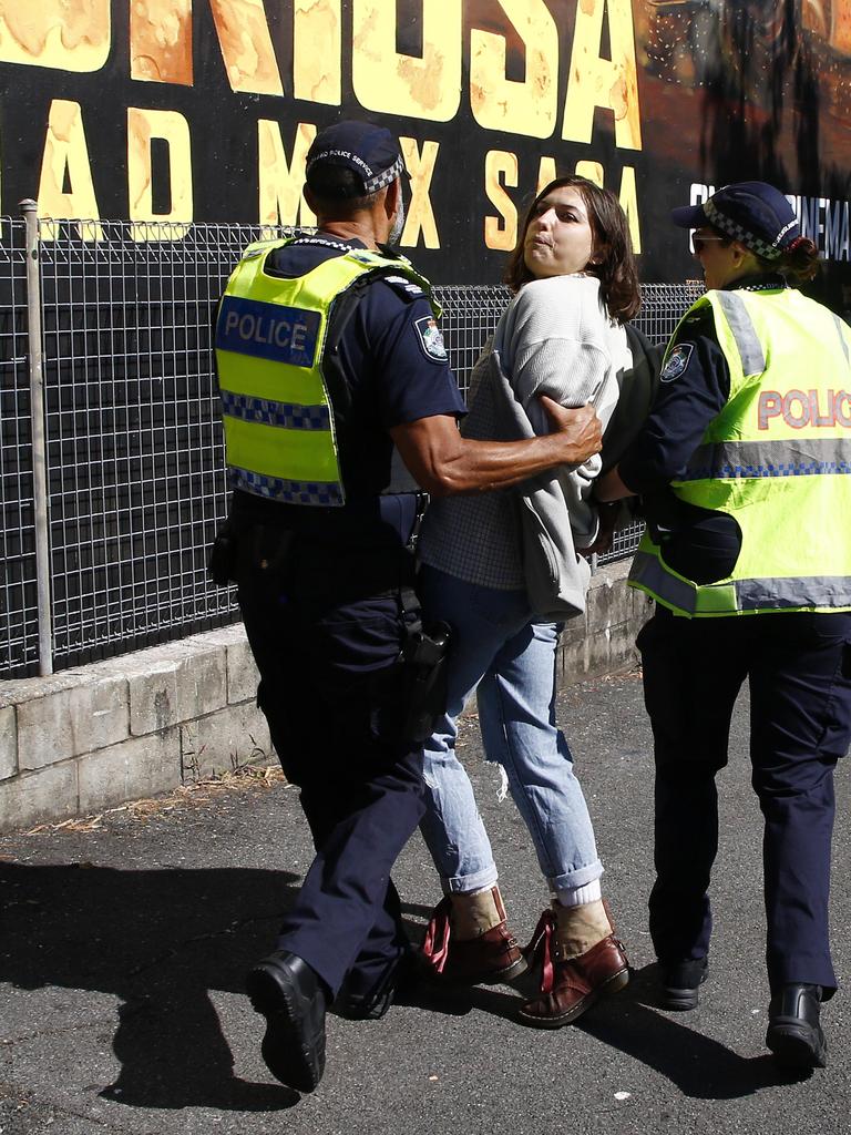 Police say the woman allegedly attempted to interfere with the march. Picture: NCA NewsWire/Tertius Pickard