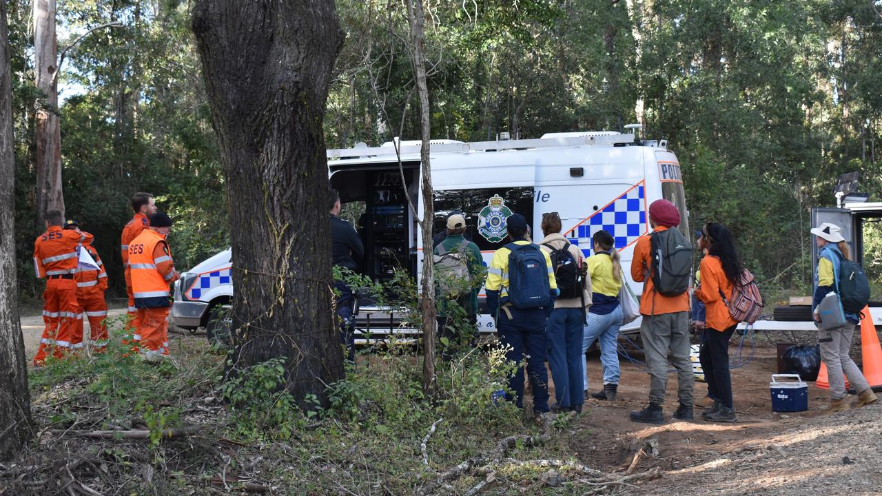 Rescue crews and a team of dedicated volunteers in the Imbil State Forest at Brooloo searching for missing man Tarci Carey.