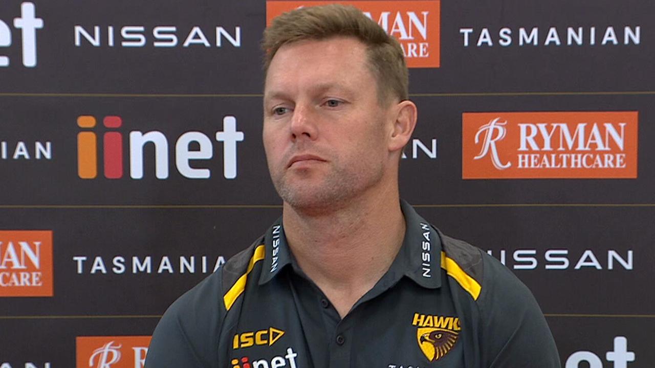 Hawks coach Sam Mitchell launched a stinging spray on his own team. Picture: Supplied