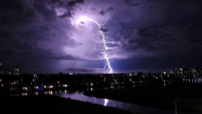 A fastmoving storm over the Gold Coast. Picture: Danny Binstead