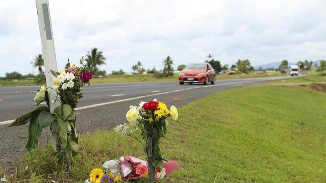 Flowers have been placed at a crash site 2km north of Babinda to honour the tragic passing of Far North couple Lauren Quabba, 16, and Evan Fielder, 19 who were killed in 2021. Picture: Joshua Davies