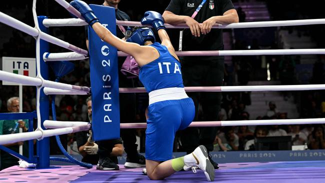 A despondent Carini during the short-lived bout. Picture: Mohd Rasfan/AFP