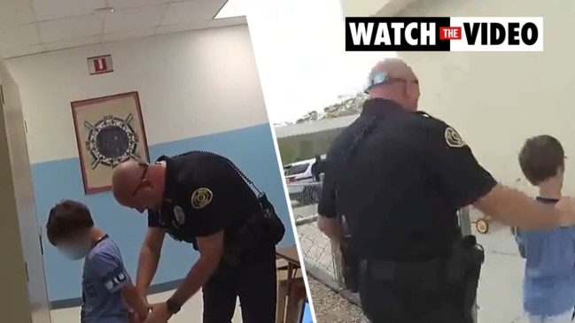 Disturbing moment sobbing 8yo with ‘special needs’ cuffed at school