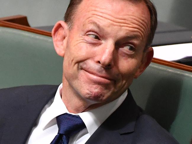 Former prime minister Tony Abbott during Question Time in the House of Representatives at Parliament House in Canberra, Tuesday, September 12, 2017. (AAP Image/Mick Tsikas) NO ARCHIVING