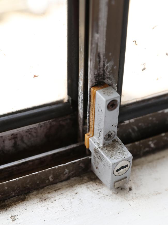 Black mould on the window frame in the lounge area. Picture: Nikki Davis-Jones