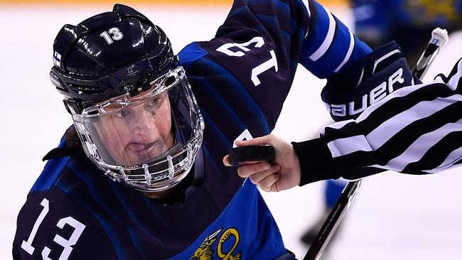 Riikka Valila during Finland’s match against the US. Picture: AFP