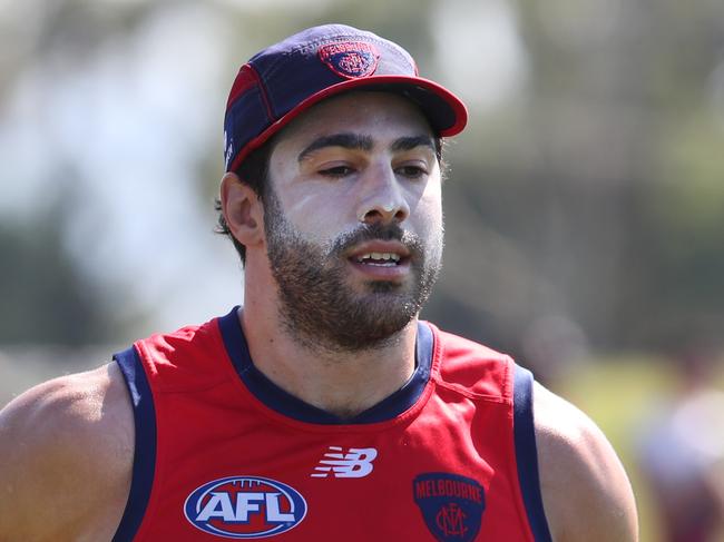 Christian Petracca at Melbourne AFL training in Cranbourne. Monday, January 13. 2025. Picture: David Crosling