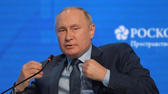 Russian President Vladimir Putin attends a session of the Russian Energy Week International Forum in Moscow last week. Picture: AFP