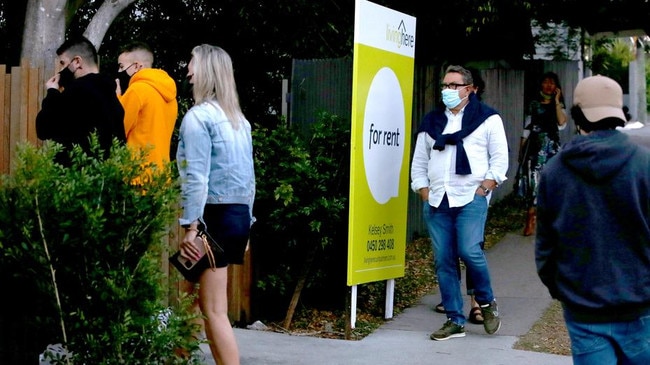 People ready to inspect a Brisbane rental property while Redland and Logan are in the grips of a rental housing crisis. PHOTO: Steve Pohlner