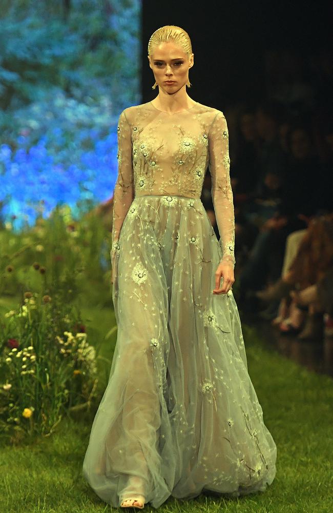 Supermodel Coco Rocha wears Paolo Sebastian for the finale of the 2016 Adelaide Fashion Festival. Picture: Tom Huntley