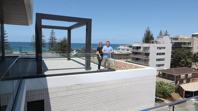 Joe Condon and wife Lyndel Condon AT their penthouse at Mermaid Beach's Elysium. Picture Glenn Hampson