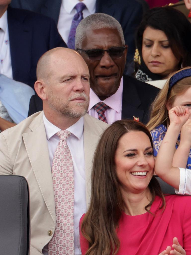 Mike Tindall pictured behind Kate Middleton at the Platinum Pageant during the Jubilee celebrations. Picture: Chris Jackson/WPA Pool/Getty