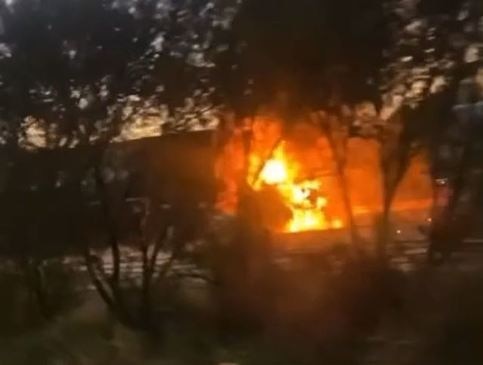 Truck fire on M1 at Ormeau on Gold Coast