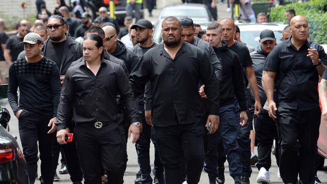 Mourners outside Arncliffe’s Al Zahra Mosque yesterday. Photo Jeremy Piper