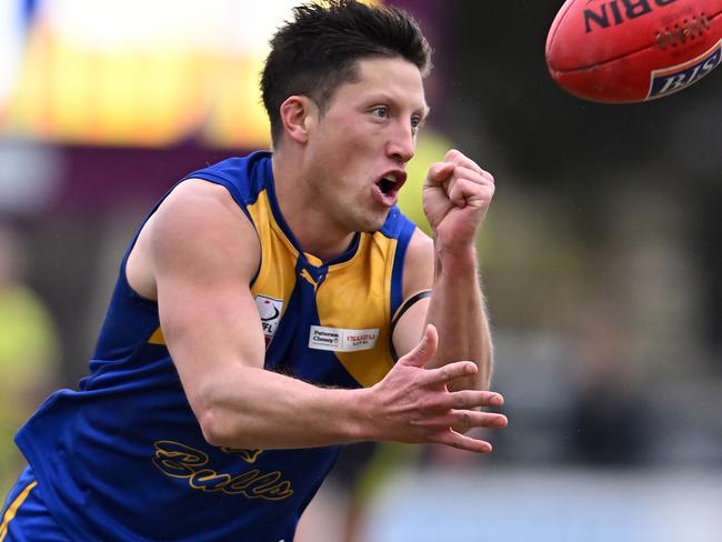 Noble ParkÃs Jackson Sketcher during the EFL Premier Division football match between Noble Park and Balwyn in Noble Park, Saturday, June 11, 2022. Picture: Andy Brownbill