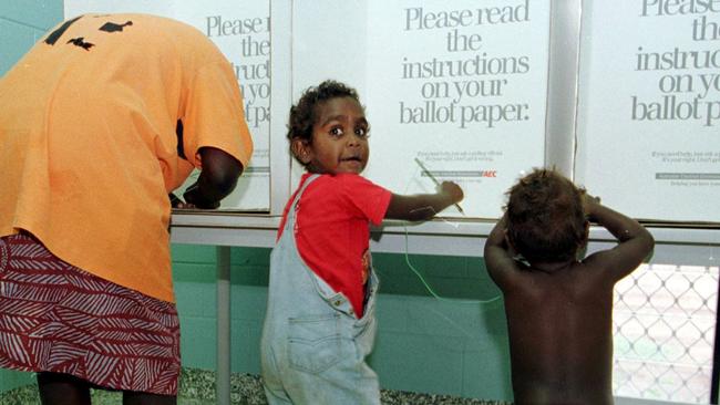 Voting on Melville Island, northeast of Darwin, in the 1996 federal election.