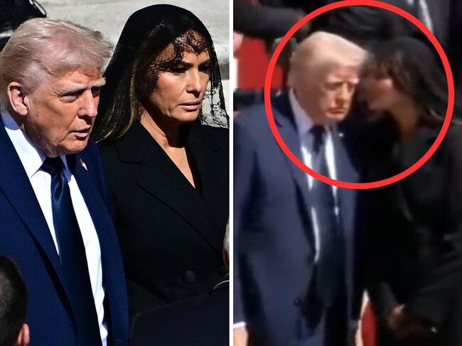 Four words Melania said to Trump at funeral