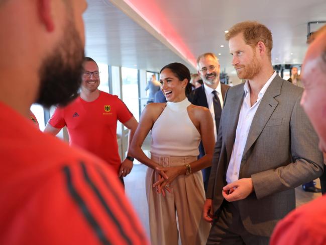 The Sussexes speak with Invictus athletes during the Invictus Games Dusseldorf 2023 - One Year To Go events. Picture: Chris Jackson/Getty Images for Invictus Games Dusseldorf 2023