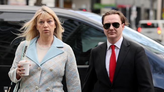 Mr Lynn’s wife, Melanie, and son, Geordie, sat hand in hand in the body of the court. Picture: David Geraghty / NewsWire