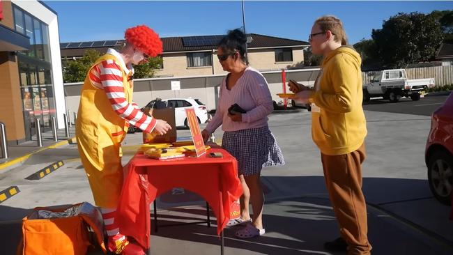 Floppy set up 'McRonald's' two stores outside Hungry Jack's stores in different locations. Picture: Floppy/ YouTube