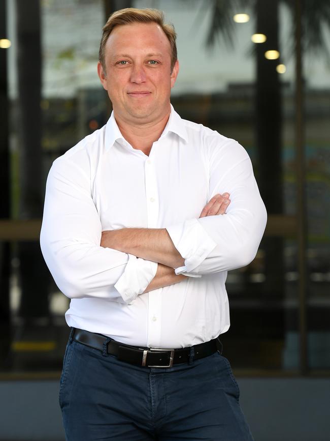 Leader of the Opposition Steven Miles speaks to the media in Townsville. Picture: Shae Beplate.