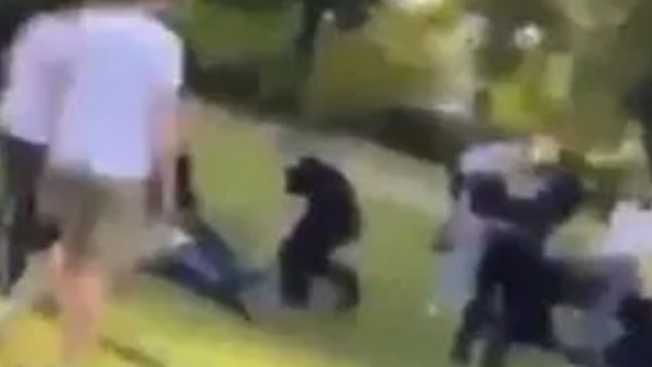 Social media showed images of stabbing victims being helped by police in the park in the UK town of Reading.