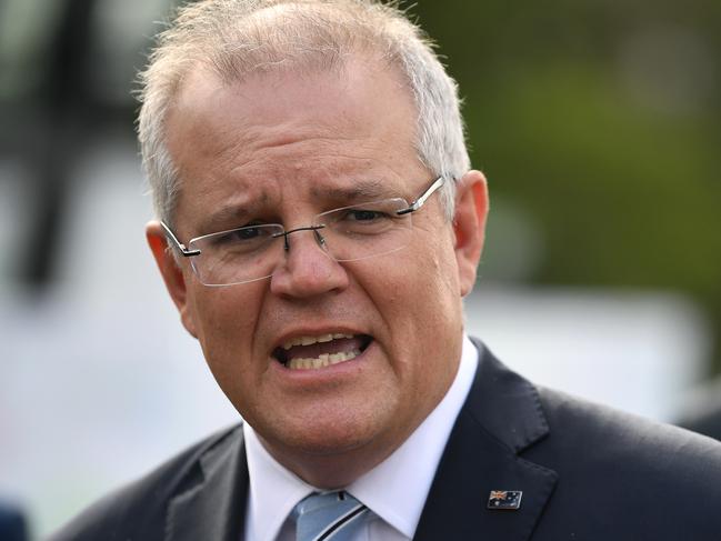 Prime Minister Scott Morrison speaks to the media during a infrastructure press conference at Macquarie Park in Sydney, Monday, June 29, 2020. (AAP Image/Joel Carrett) NO ARCHIVING