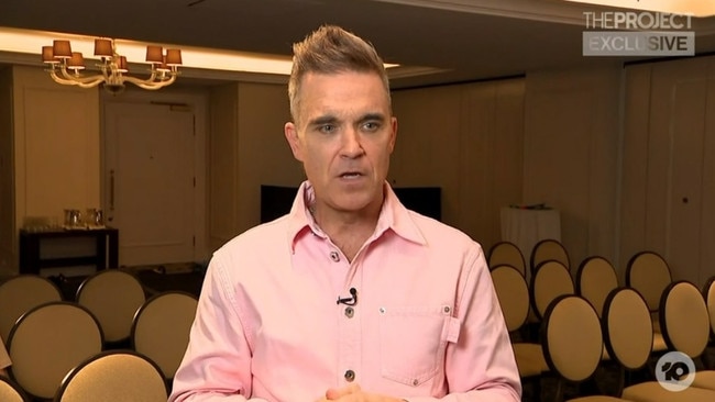 Robbie Williams has opened up about his biggest regret over his new series. Picture from Channel 10.