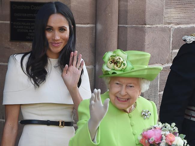 Queen Elizabeth II and Meghan, Duchess of Sussex. Picture: Neil Mockford/GC Images