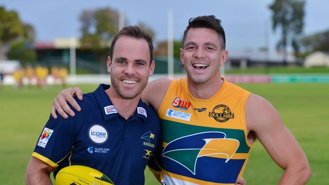 It is a family affair at Woodville-West Torrens with coach Sam Lonergan and gun recruit Jesse Lonergan reuniting at the Eagles. Picture: AAP/Brenton Edwards