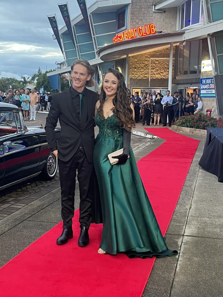 Ella Taylor and Joel Mitchell arrive at the St James Lutheran College formal.