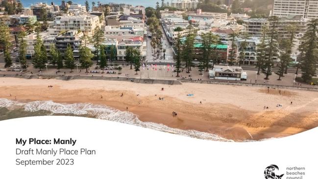 The cover page of the draft "My Place: Manly" plan released for public exhibition by Northern Beaches Council in September 2023. Picture: Northern Beaches Council