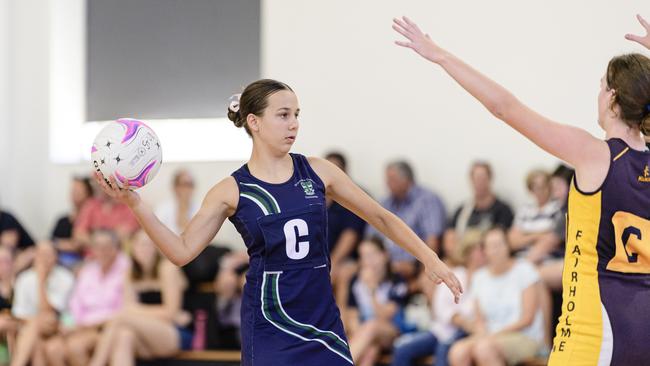 Bonnie Fairbanks of St Ursula's in the Laura Geitz Cup netball carnival at The Glennie School, Sunday, March 16, 2025. Picture: Kevin Farmer