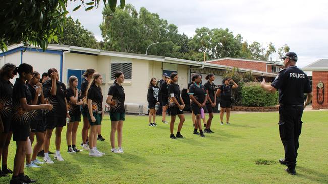 Townsville Stars students from three local schools experienced a day in the life of a police cadet during a recent visit to the Townsville Police Academy. Picture: QPS