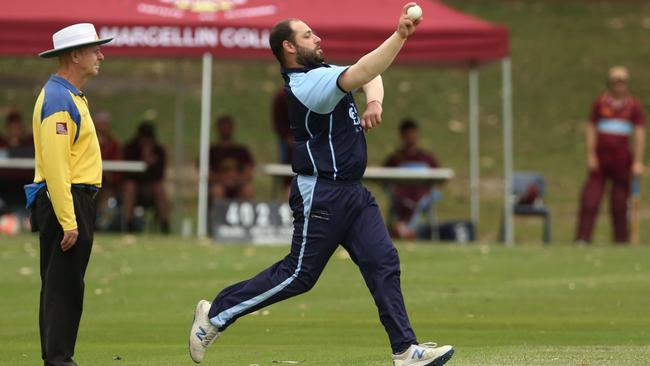 East Doncaster skipper Matt Vaiano sends one down. Picture: Stuart Milligan