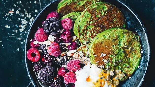 Sweet and savoury – spinach and banana pancakes.