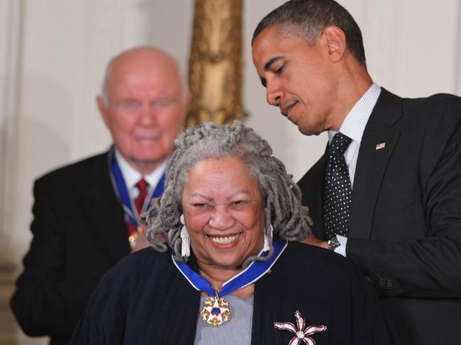 In this file photo taken on May 29, 2012 US President Barack Obama presents the Presidential Medal of Freedom to author Toni Morrison. Picture: AFP