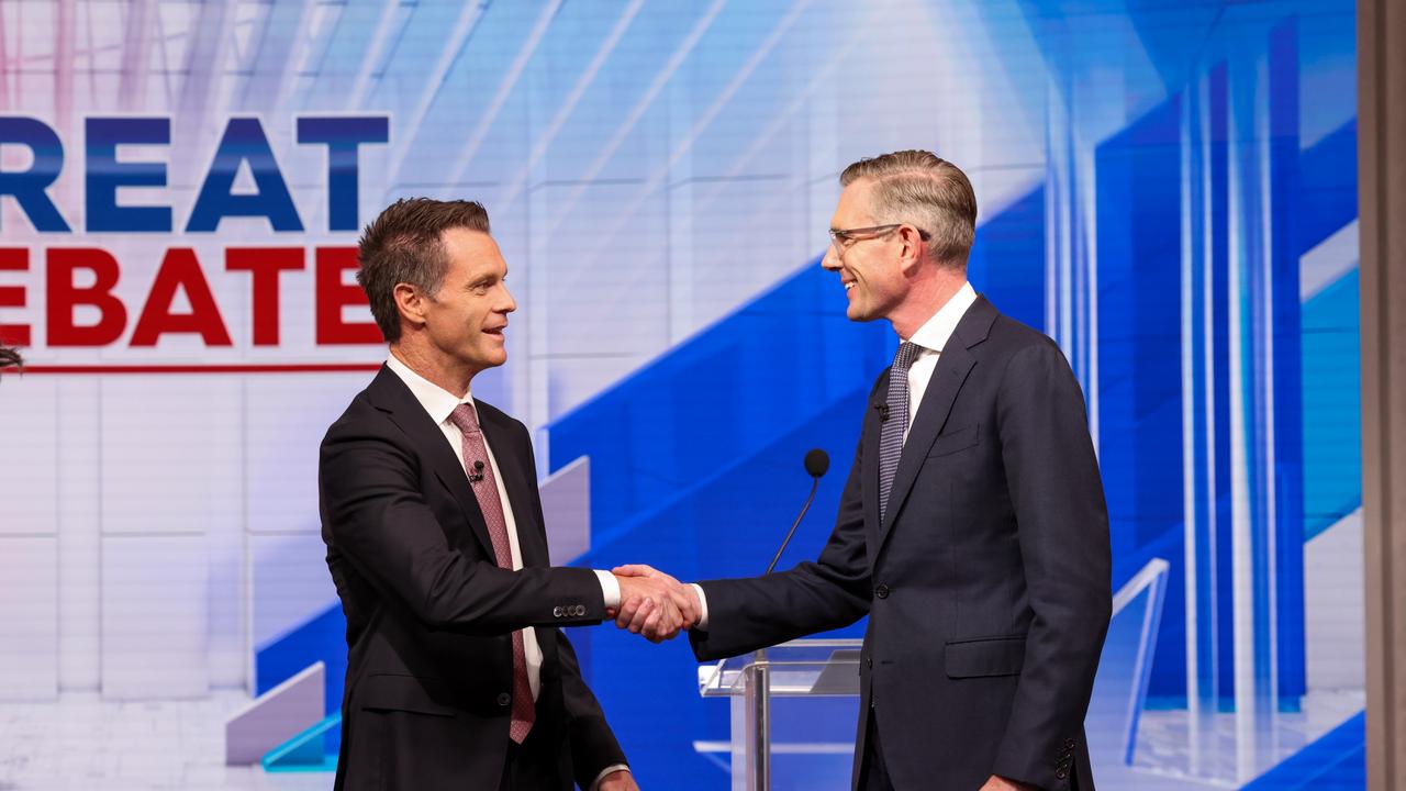 Premier Dominic Perrottet and Labor leader Chris Minns faced off in Channel 9’s The Great Debate. Picture: PremierNSW/ Toby Zerna via NCA NewsWire