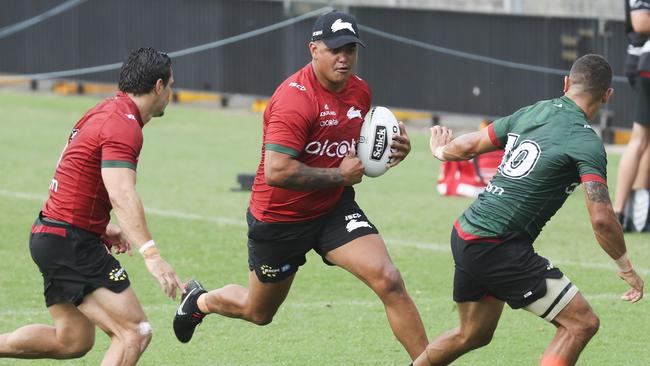 South Sydney Rabbitohs new recruit Latrell Mitchell during a training session this morning at Redfern Oval. Picture: Dylan Robinson