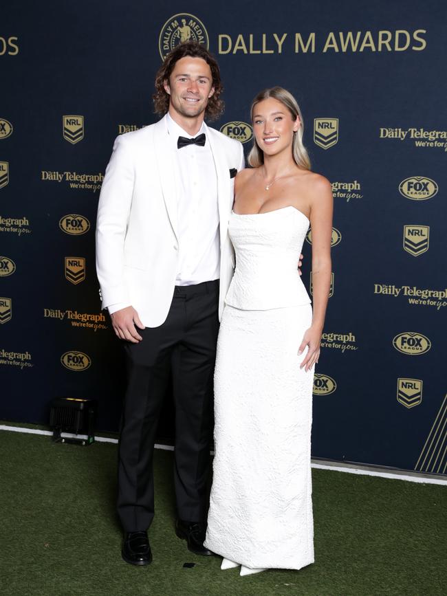 Sharks star Nicho Hynes and partner Morgan dazzle. Picture: NewsWire / Christian Gilles