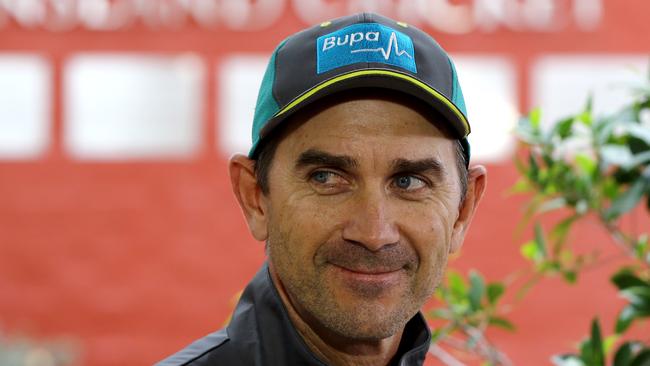 New Australian cricket coach Justin Langer at Allan Border Field in Brisbane on Saturday.