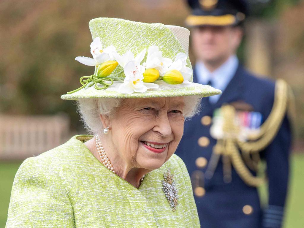 The Queen arrives at a ceremony to mark the Centenary of the Royal Australian Air Force at the CWGC Air Forces Memorial, Runnymede in Surrey. Picture: AFP