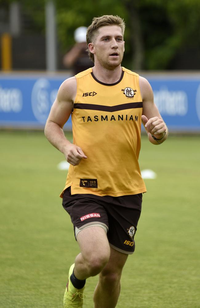 Dylon Moore did not train, instead running laps for the session. Picture: Andrew Henshaw