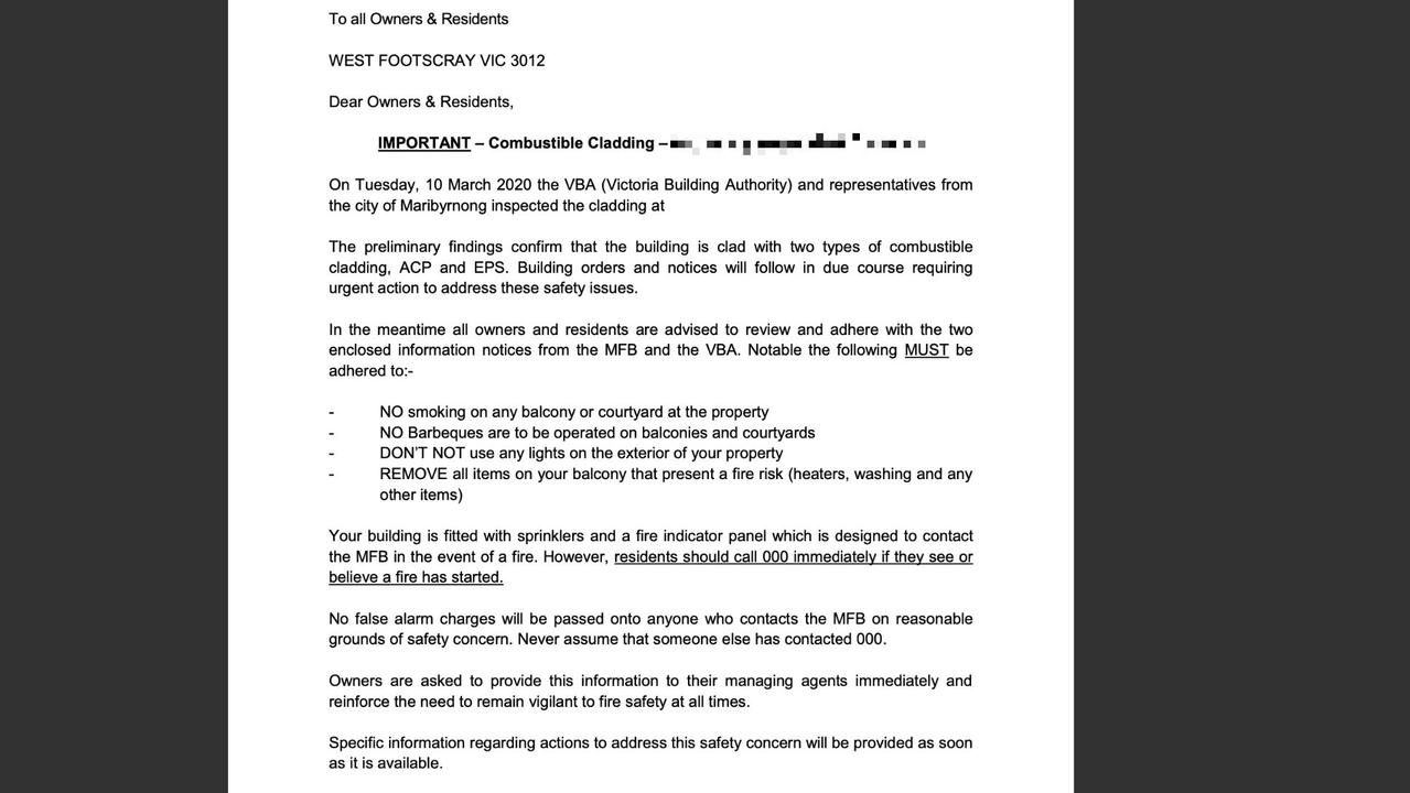The terrifying email residents received in their inboxes in 2020, which started a chain reaction of disasters. Picture: Copyright/news.com.au
