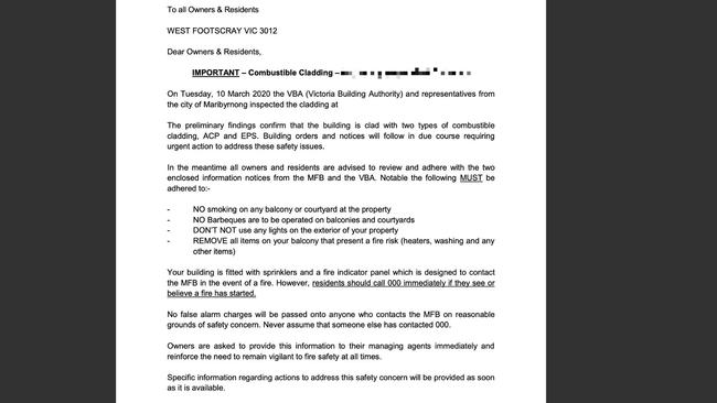 The terrifying email residents received in their inboxes in 2020, which started a chain reaction of disasters. Picture: Copyright/news.com.au