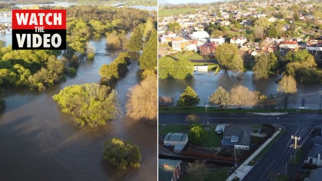 Drone footage shows Deloraine, Tasmania in flood