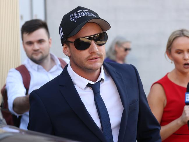 Will Warren leaving Brisbane Supreme Court where he faced sentence for drug charges and wilful damage. Picture: Liam Kidston